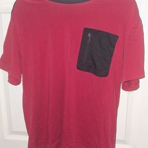 DKNY Red Tee with Black Pocket